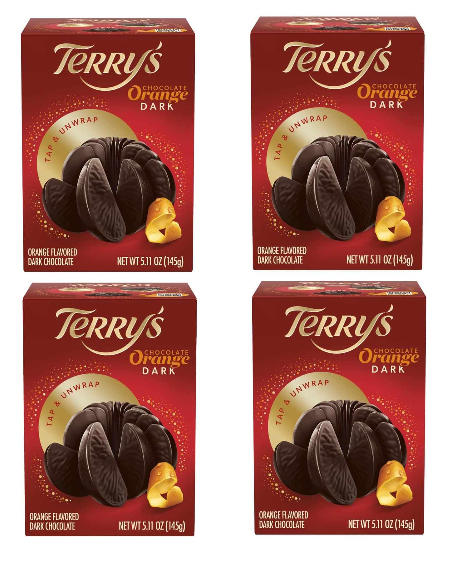 Terry's Dark Chocolate Oranges - Pack of 4-5.11 oz Per Orange of Delicious Tasting Chocolate - Stocking Stuffer and Party Favors - Great for Sharing