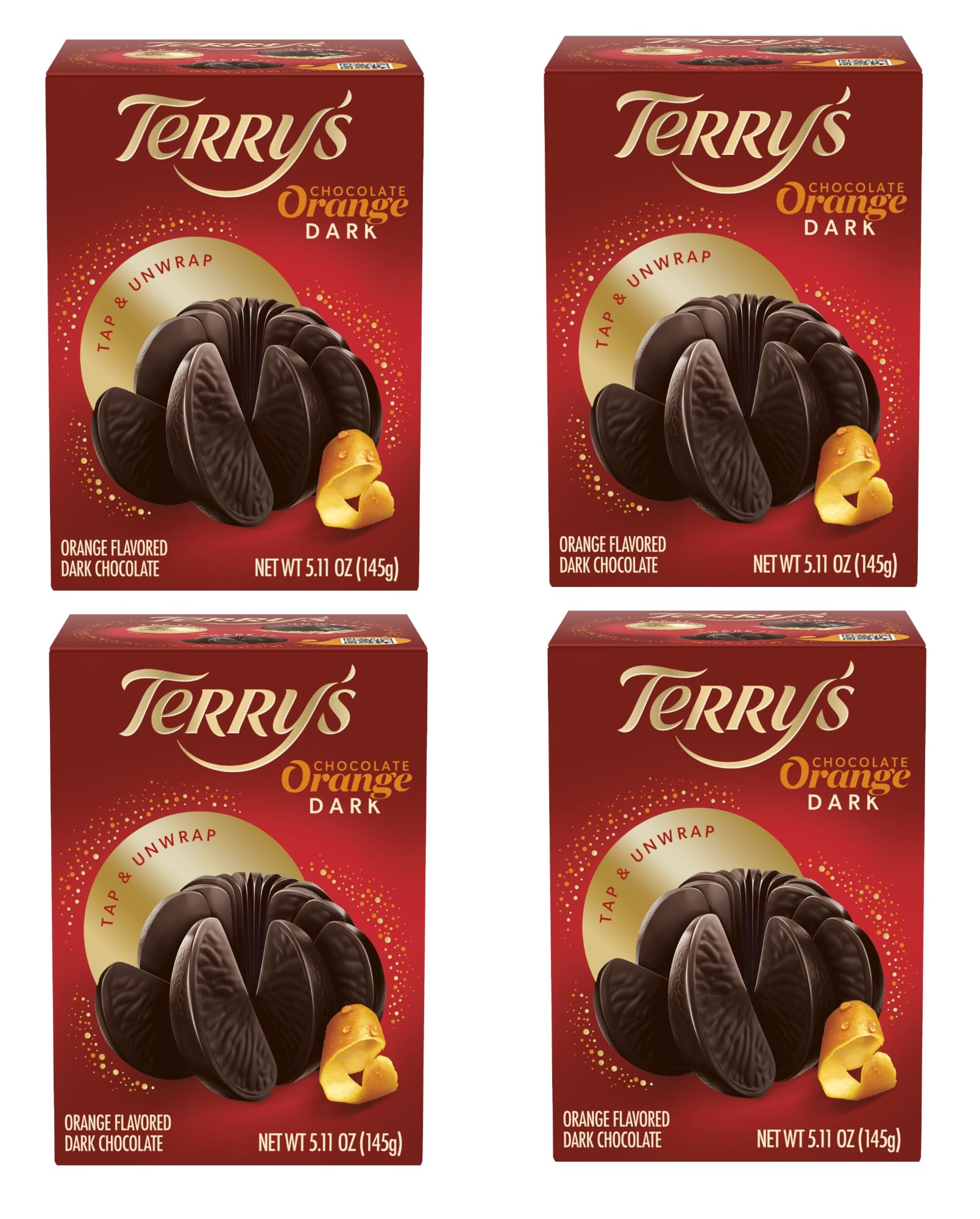 Terry's Dark Chocolate Oranges - Pack of 4-5.11 oz Per Orange of Delicious Tasting Chocolate - Stocking Stuffer and Party Favors - Great for Sharing
