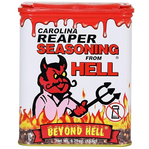 Carolina Reaper Seasoning From Hell - 5.25 oz. - SALT FREE Premium Gourmet Spicy Hot Carolina Reaper Seasoning for Buffalo Wings, Steaks, Chicken