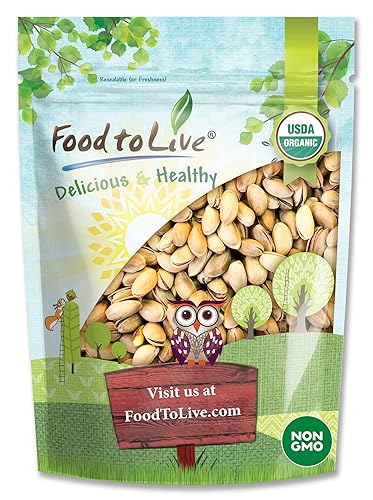 Food to Live Organic Pistachios, 1 Pound In Shell, Dry Roasted with Sea Salt, Non-GMO, Kosher, Vegan, Bulk