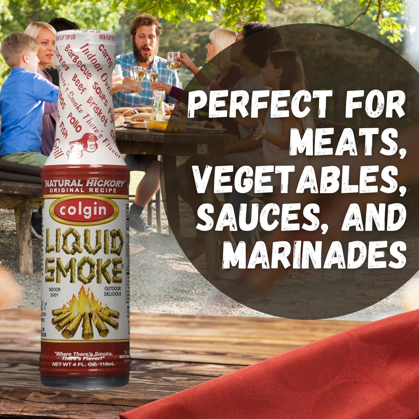 Colgin Authentic Hickory Liquid Smoke (4 oz) for Home Cooks & BBQ Enthusiasts | Liquid Smoke for Cooking | Rich, Sweet Smoky Flavor for Meats, Sauces