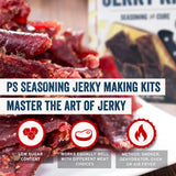 PS Seasoning Jerky Seasoning & Cure Kit Bundle - Honey BBQ & Cracked Pepper Garlic, Make Up to 30 lbs of Meat for Flavorful Jerky, Low-Sugar Seasoning