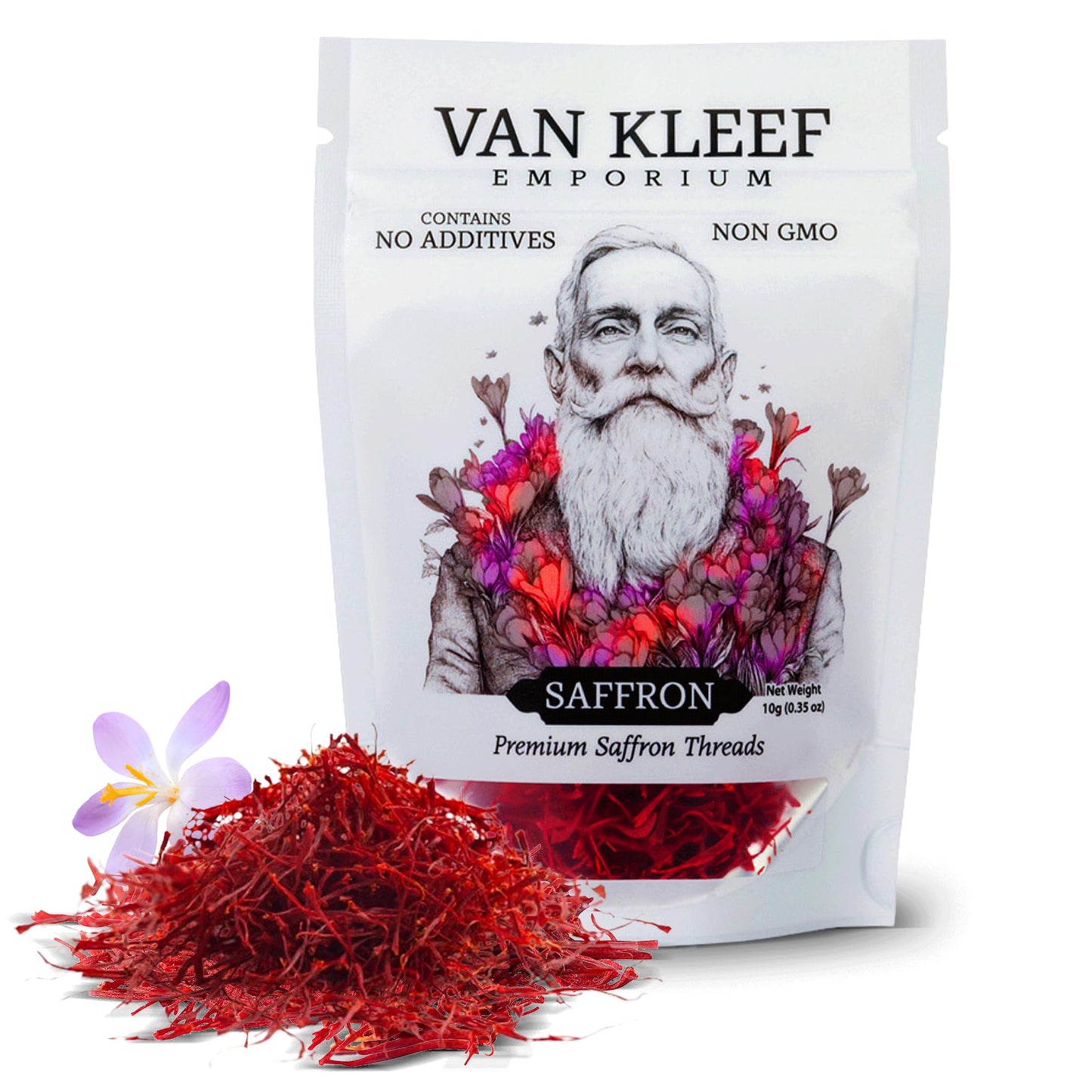 Van Kleef Emporium Kashmiri Saffron Threads - 10 Grams | Grade A+ Super Negin Premium All-Red Spice | Pure & Organic for Cooking, Paella, Risotto, Tea