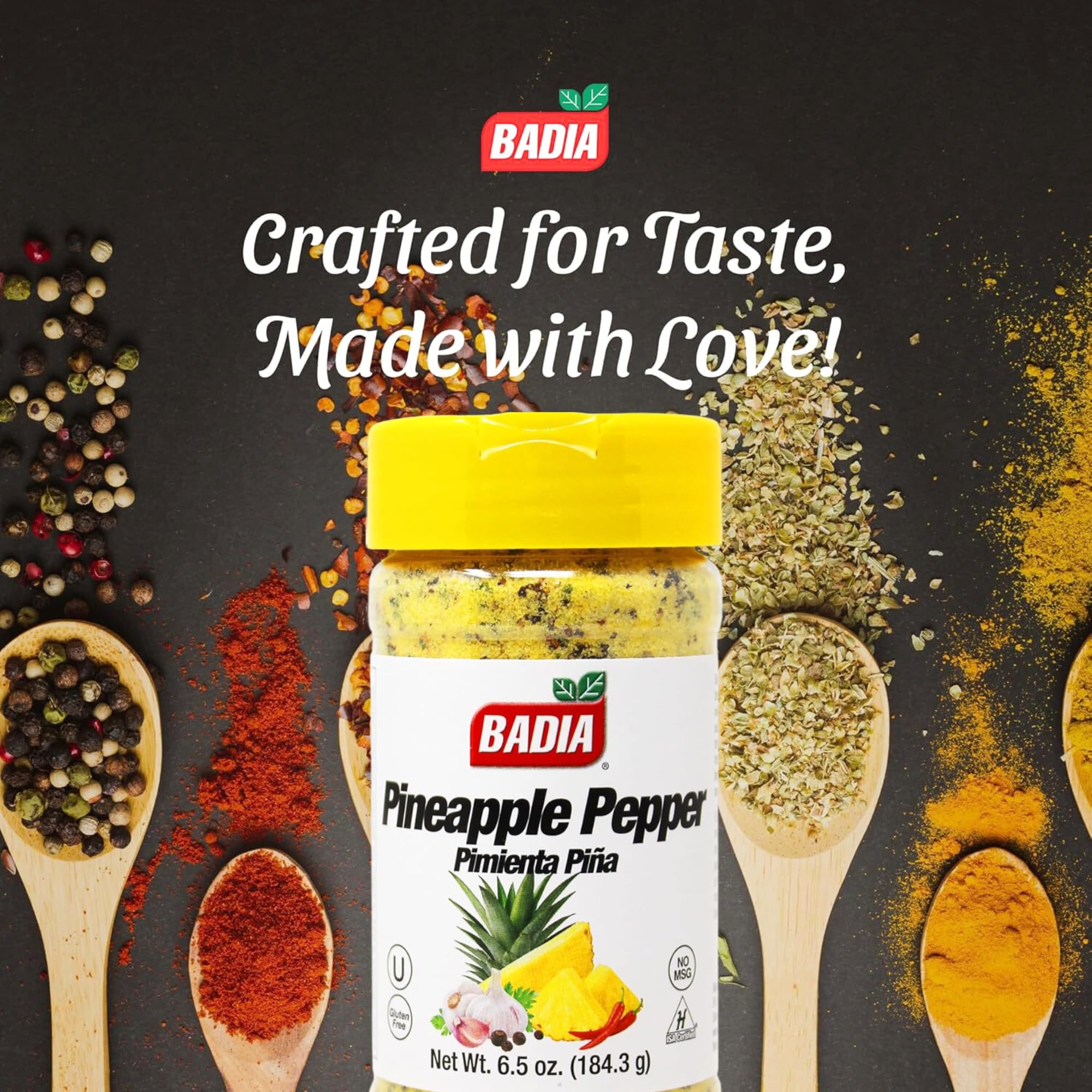 Badia Pineapple Pepper Seasoning, 6.5 oz - Tropical Citrus Pepper Blend for Chicken, Seafood, Vegetables, Fruit