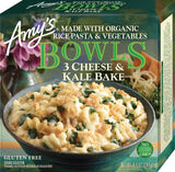 Amy's Frozen Meals, Three Cheese Kale Bake Bowl, Made With Organic Rice Pasta and Vegetables, Microwave Meals, 8.5 Oz