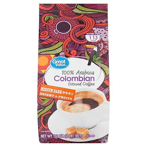 Great Value 100% Arabica Colombian Medium Dark Ground Coffee - 32 oz. (Pack of 2)