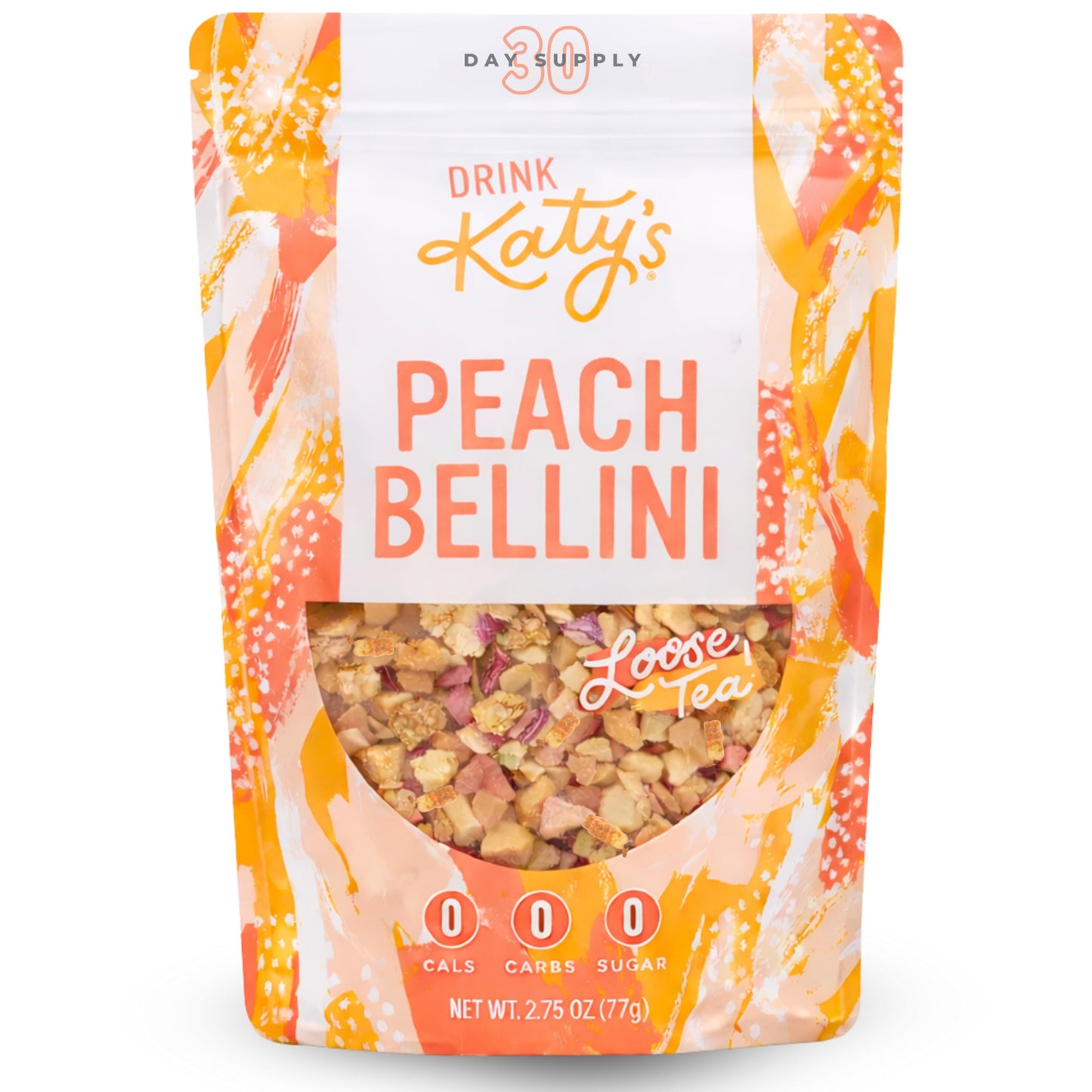 Katy’s Peach Bellini Loose Tea - Apple, Peach & Mango - Light Herbal Fruit Tea, Caffeine-Free, Sugar-Free - Hot or Cold Brew Tea - 30+ Cups