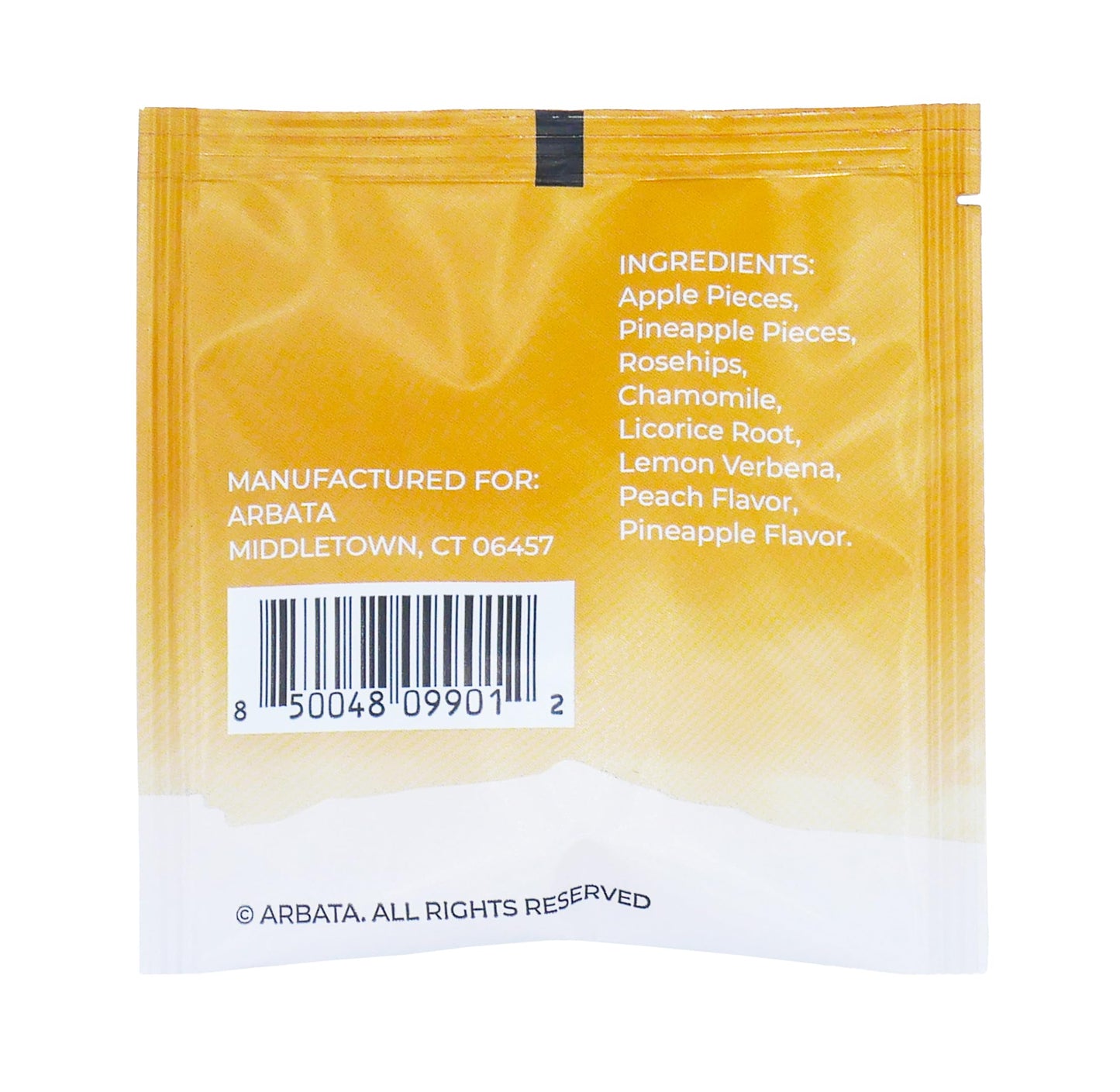 Arbata Serenity Peach Tea - Caffeine Free Herbal Tea with Natural Peach, Apple, Pineapple & Citrus Flavors - 12 Premium Pyramid Tea Bags - Decaf Fruit
