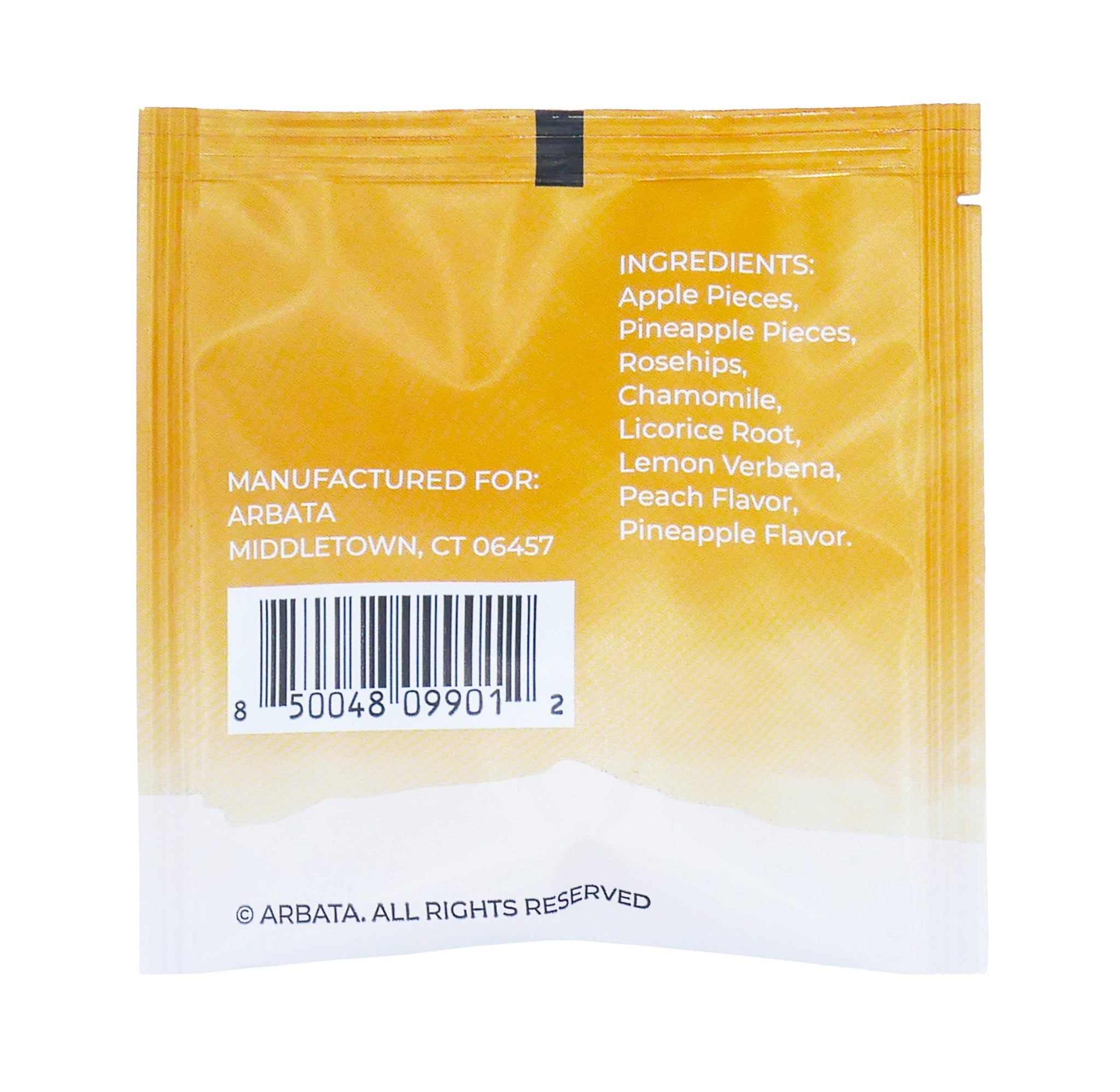 Arbata Serenity Peach Tea - Caffeine Free Herbal Tea with Natural Peach, Apple, Pineapple & Citrus Flavors - 12 Premium Pyramid Tea Bags - Decaf Fruit