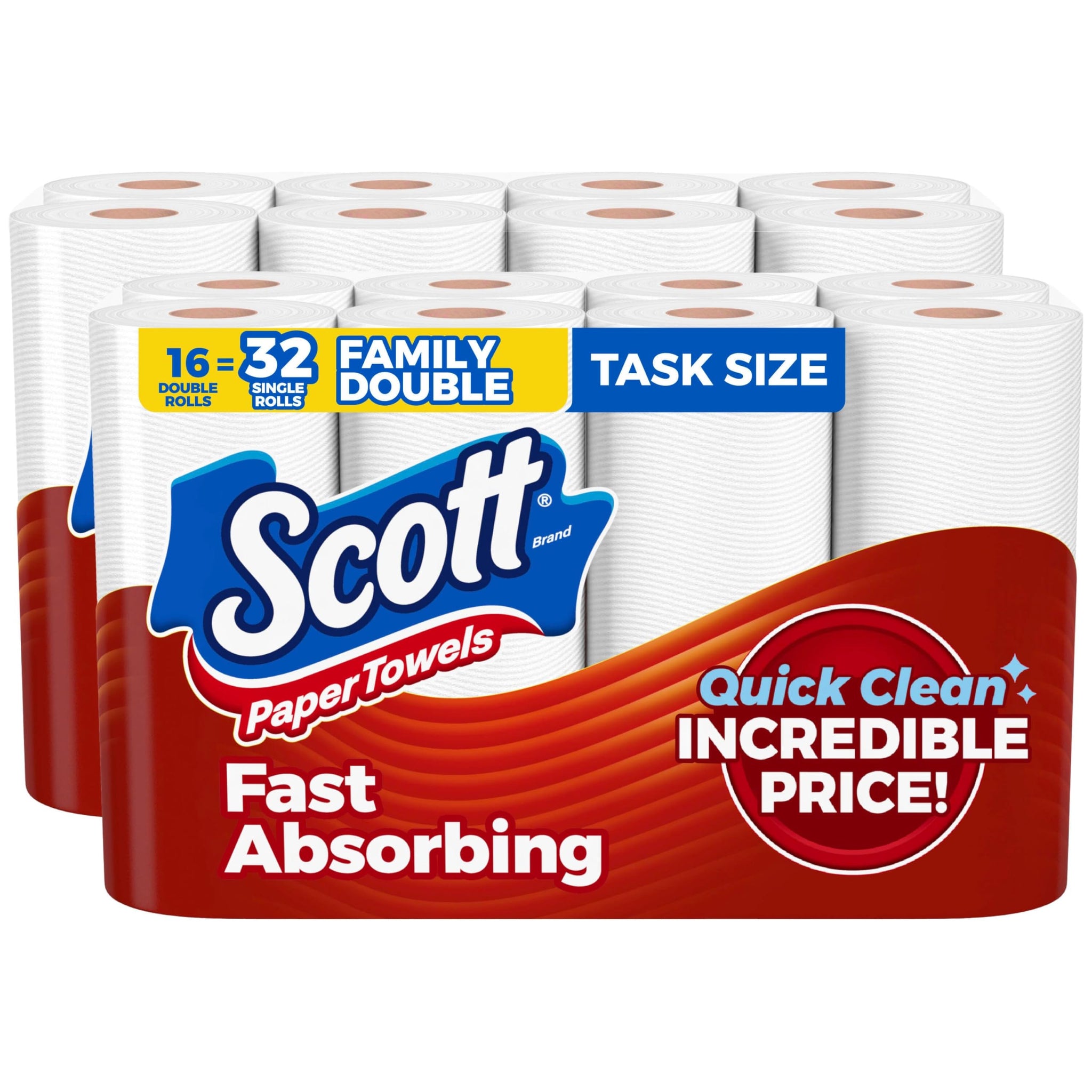 Scott Paper Towels, Task Size, 16 Family Double Rolls (119 Sheets Per Roll)