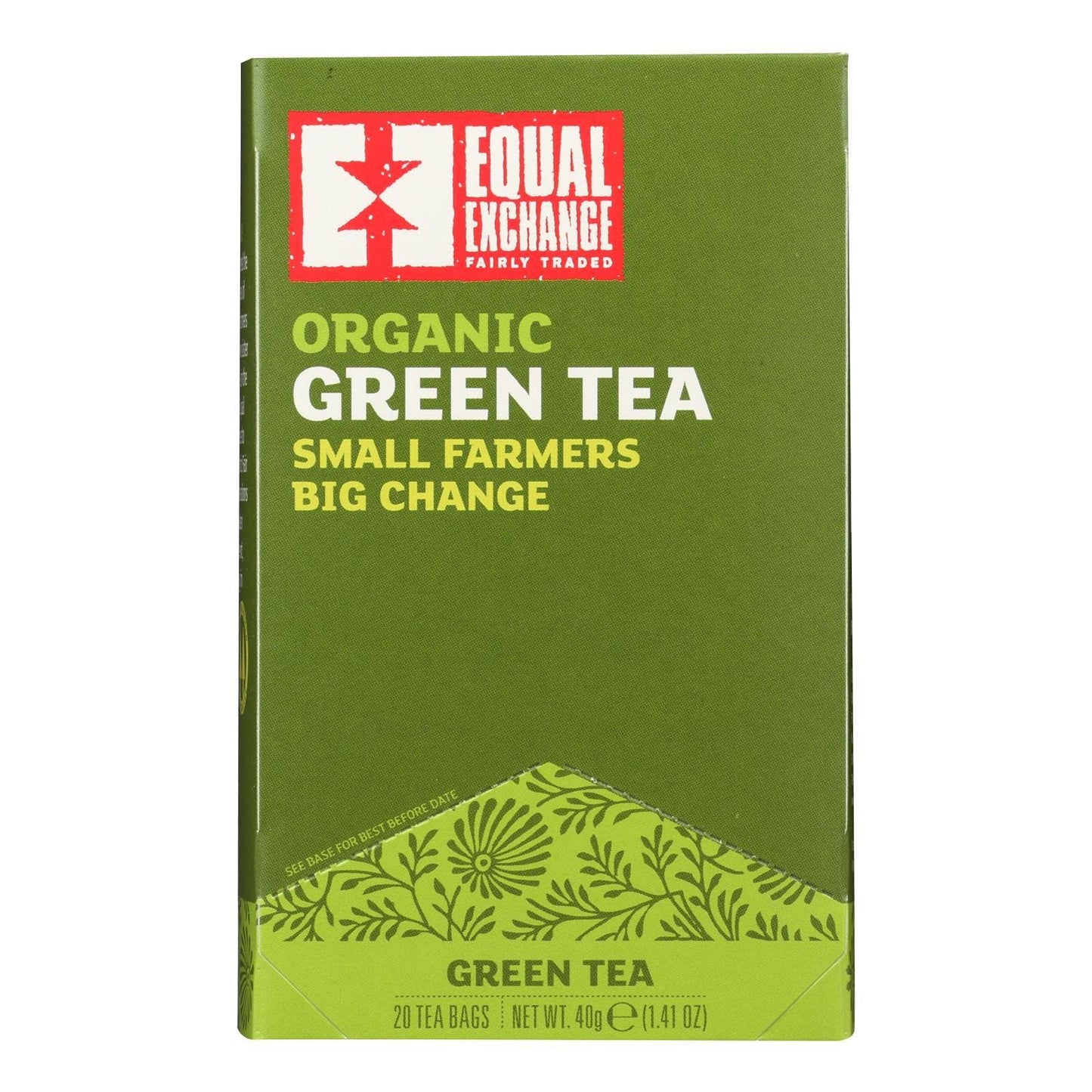 Equal Exchange Organic Green Tea - 20 bags per pack -- 6 packs per case.