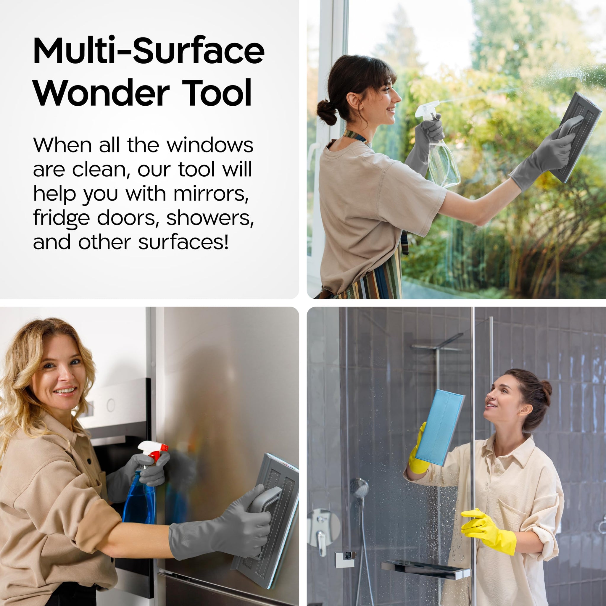 Tyroler Silicone Shower Squeegee for Glass Doors - 10" | 2 Microfiber Scrub & Polish Cloths | Multi-Surface Wiper | Perfect Window Squeegee for Home |