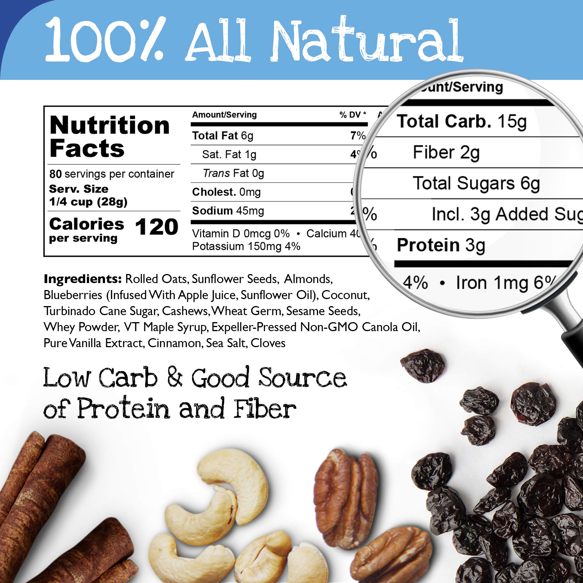 True North Granola - Granola Blues with Dried Blueberries, Almonds and Cashews, All Natural and Non-GMO, Bulk Bag, 5 lb.