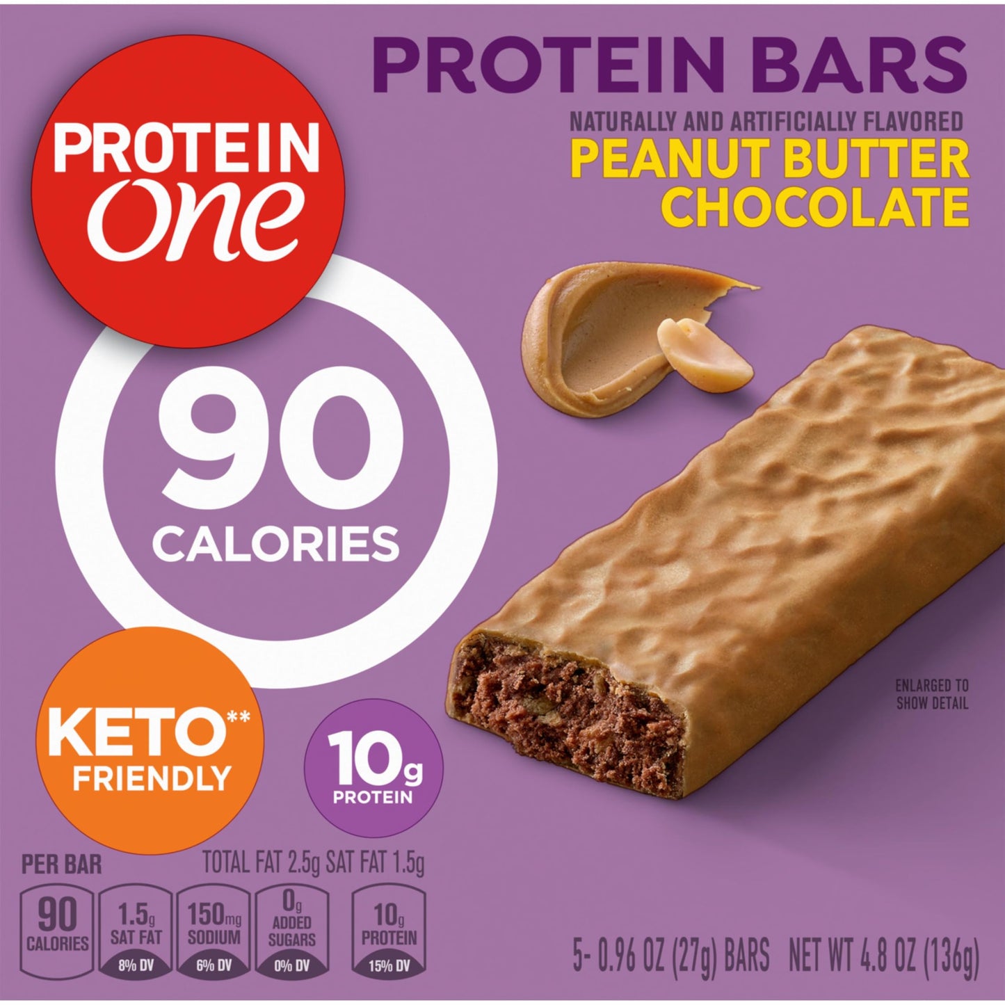 Protein One, Protein Bars Peanut Butter Chocolate, 0.96 Ounce, 5 Count