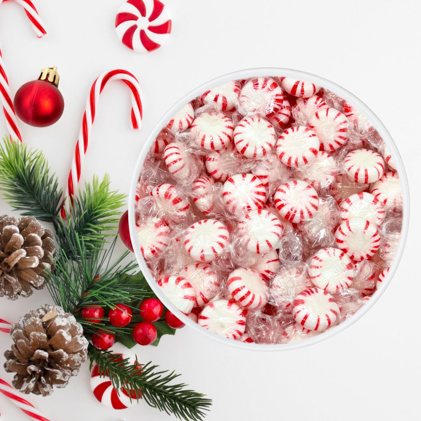 CandyBoxed Peppermint Candy, 3 Pound Bag, Individually Wrapped, Old Fashioned Hard Candy Discs