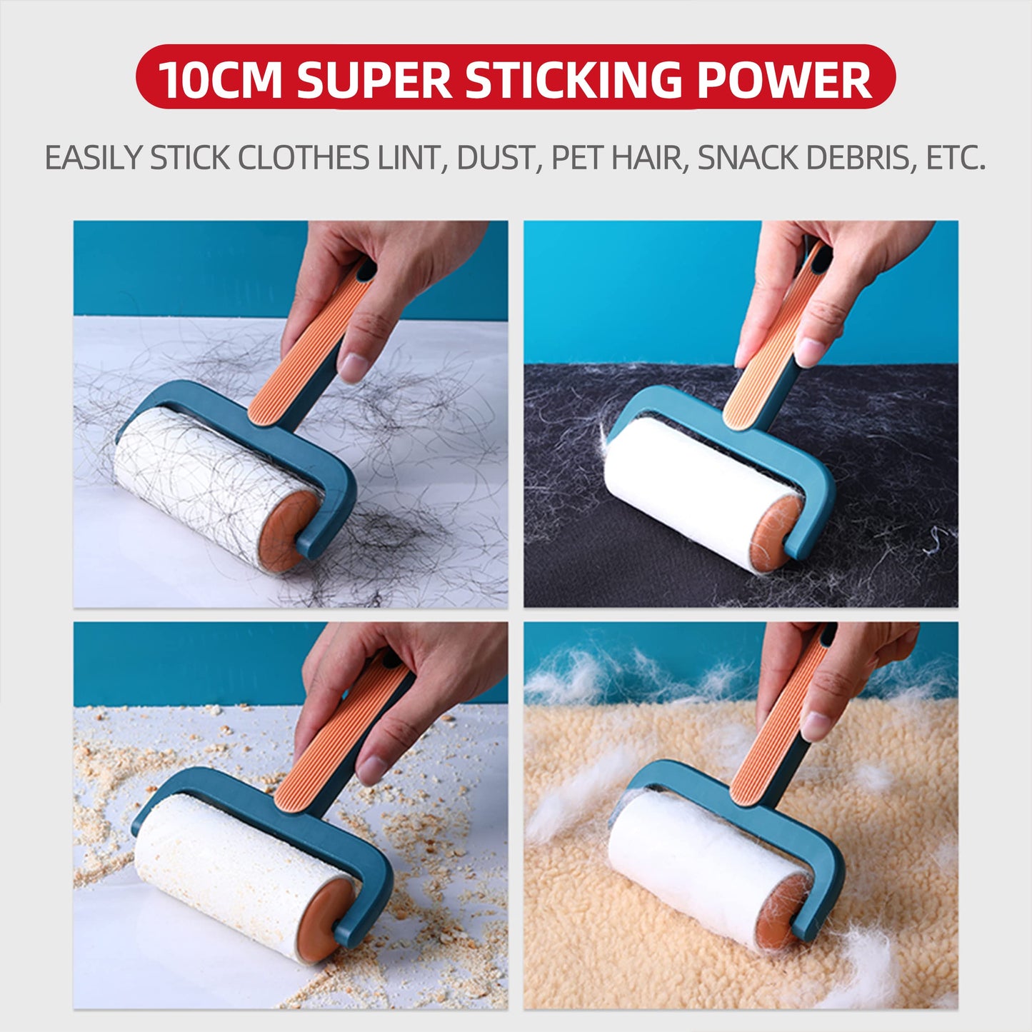 Jay&Ann Lint Roller for Pet Hair Extra Sticky Dustproof Reusable Lint Remover for Clothes Couch Carpet Furniture 1 Handle with 3 Refills Grey