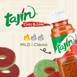 Snak Club Watermelon Rings, Tajin Chili & Lime Seasoned, Sweet and Spicy Gummy Candy, Mild in Heat Bold in Flavor, Low-Fat, Vegan, Gluten-Free Snack