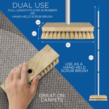 LOLA Deck Scrub Brush, 9" x 3.5" Head w/Tampico Bristles for Outdoor Cleaning, Removes Dirt & Grime from Patios, Decks, Grout, 1 Count