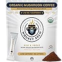 Monkey Brew Rise & Focus USDA Organic Mushroom Coffee - Boosts Focus, Energy, Immunity & Mood | 1,750mg Adaptogens: Lion’s Mane, Turkey Tail, KSM-66