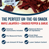 PS Seasoning Jerky Seasoning & Cure Kit Bundle - Maple Jalapeno & Cracked Pepper Garlic, Make Up to 30 lbs of Meat for Flavorful Jerky, Low-Sugar