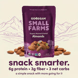 GoodSam Foods - Organic Roasted & Salted Almonds 1.25lbs (2x10z Bags) - Regeneratively Farmed California Almonds for Snacking Cooking and Baking