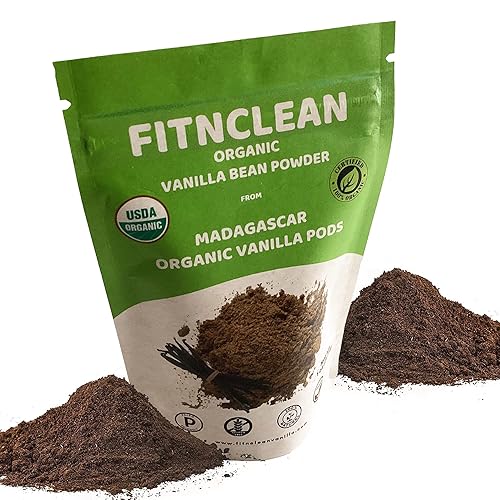 1oz Organic Madagascar Vanilla Bean Powder. Certified USDA Organic. Ground whole Gourmet Pods by FITNCLEAN VANILLA| Raw Natural Unsweetened No