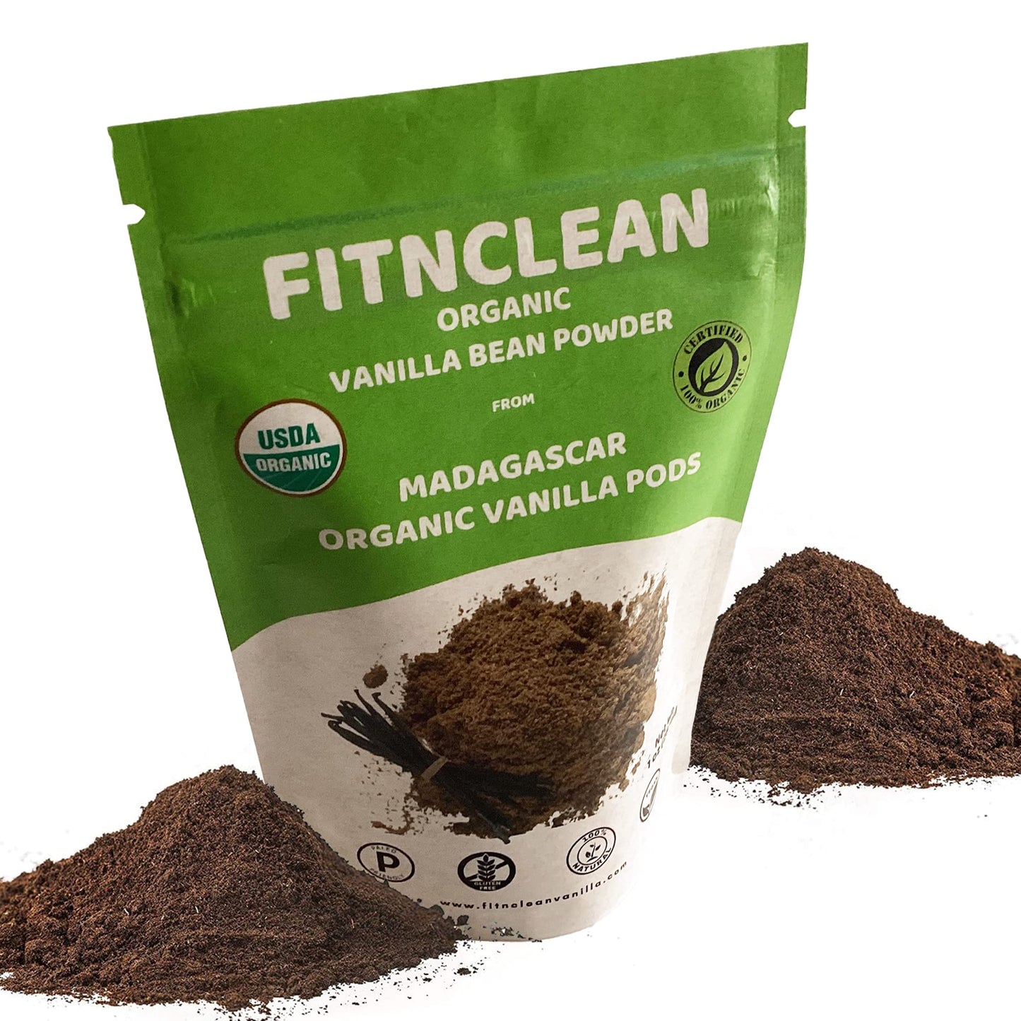 1oz Organic Madagascar Vanilla Bean Powder. Certified USDA Organic. Ground whole Gourmet Pods by FITNCLEAN VANILLA| Raw Natural Unsweetened No