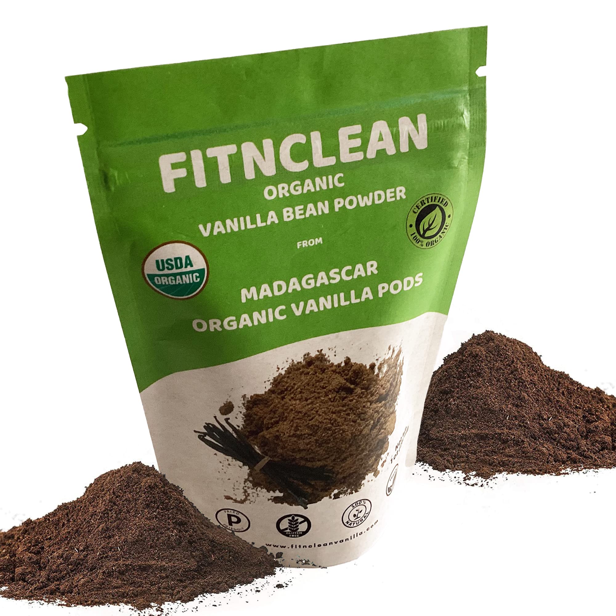 1oz Organic Madagascar Vanilla Bean Powder. Certified USDA Organic. Ground whole Gourmet Pods by FITNCLEAN VANILLA| Raw Natural Unsweetened No