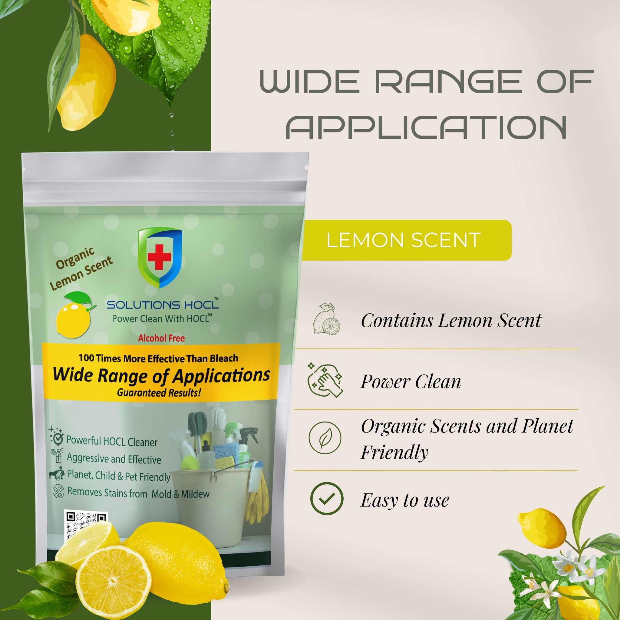 Solution HOCL Powder 10 one gram Individually Packaged Single use packets - (10 grams of total active ingredients) One Gram Packet Makes 1 Gallon (128