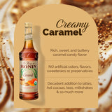 Monin - Organic Caramel Syrup | Premium Syrup for Coffee, Milkshakes, Cocktails & More (BPA-Free Glass Bottle, 750 ml)