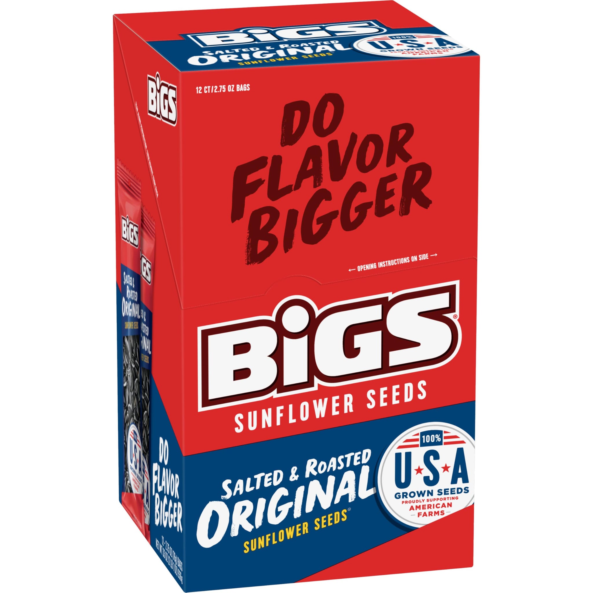 BIGS Sunflower Seeds, Salted & Roasted Original Flavor, 2.75 oz. (Pack of 12)