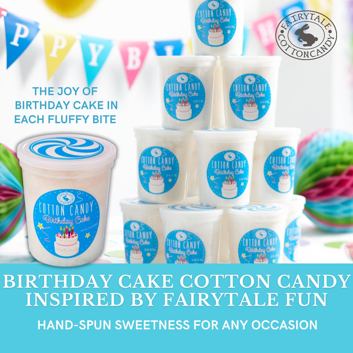 CHOCOLATE STORYBOOK Gourmet Flavored Cotton Candy - Unique Idea for Holidays, Birthdays, Gag Gifts, Party Favors (Birthday Cake, 1.75 oz Each, 2-Pack)