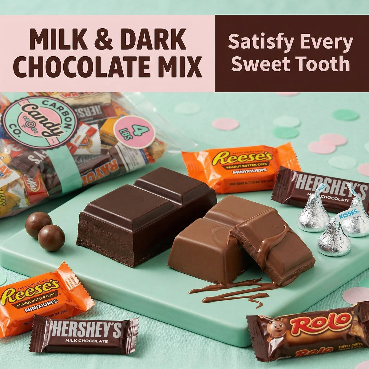 Chocolate Candy Variety Pack, 4 Lb - Mini Bars, Individually Wrapped