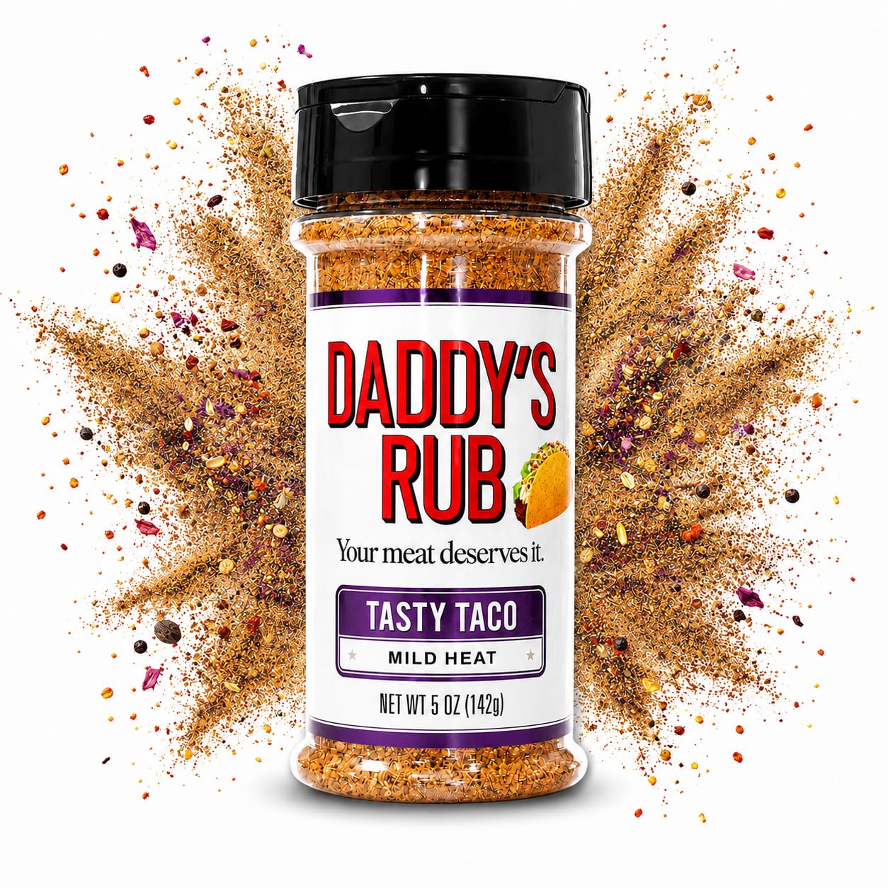 Daddy’s Rub Tasty Taco Seasoning Mix - Mild Heat Taco & Fajita Spice Blend for Easy Weeknight Meals, 5oz (Pack of 1)