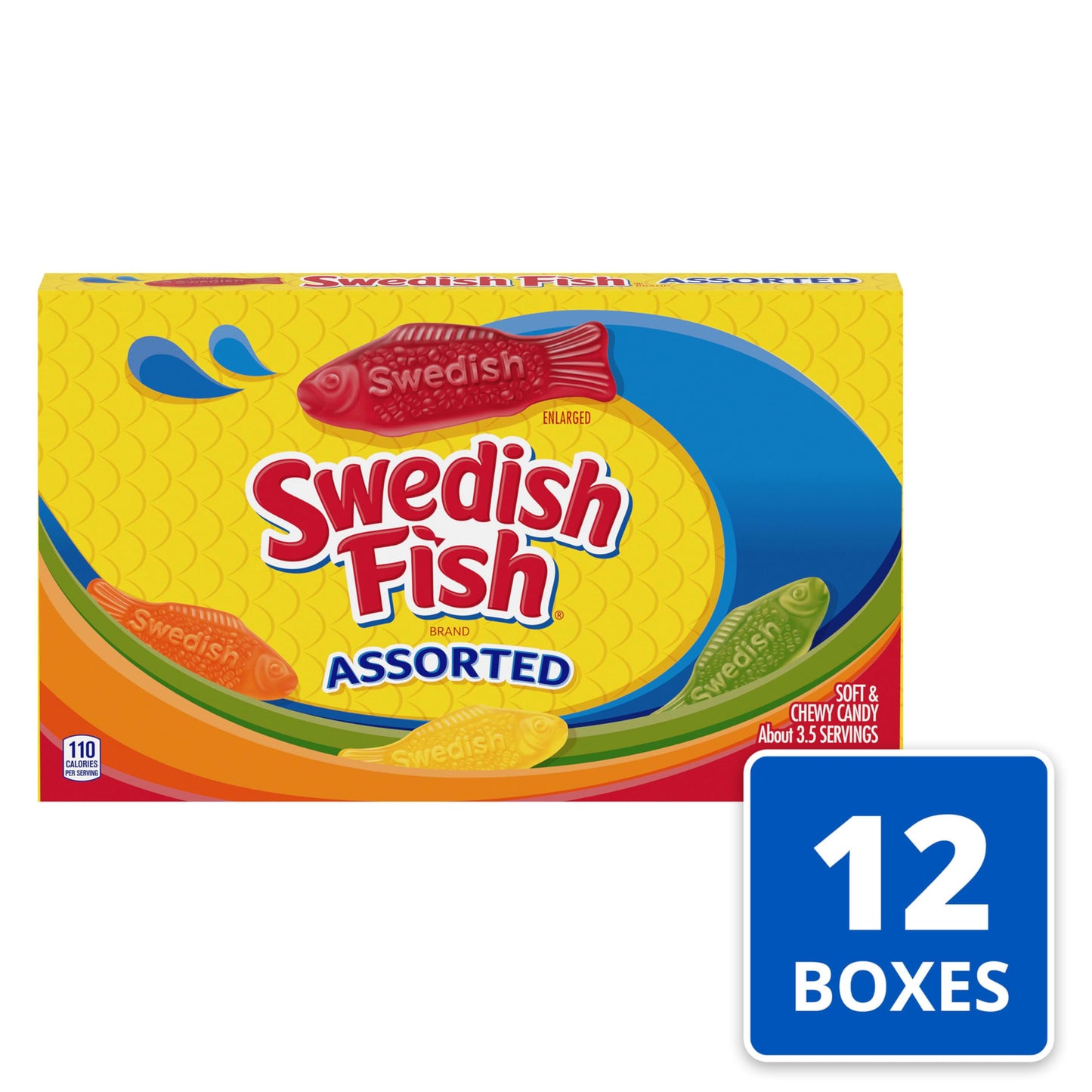 SWEDISH FISH Assorted Soft & Chewy Gummy Candy, Bulk Candy, 12 - 3.5 oz Boxes