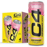 C4 Performance Energy Drink with Zero Sugar, Strawberry Blast, 4pk