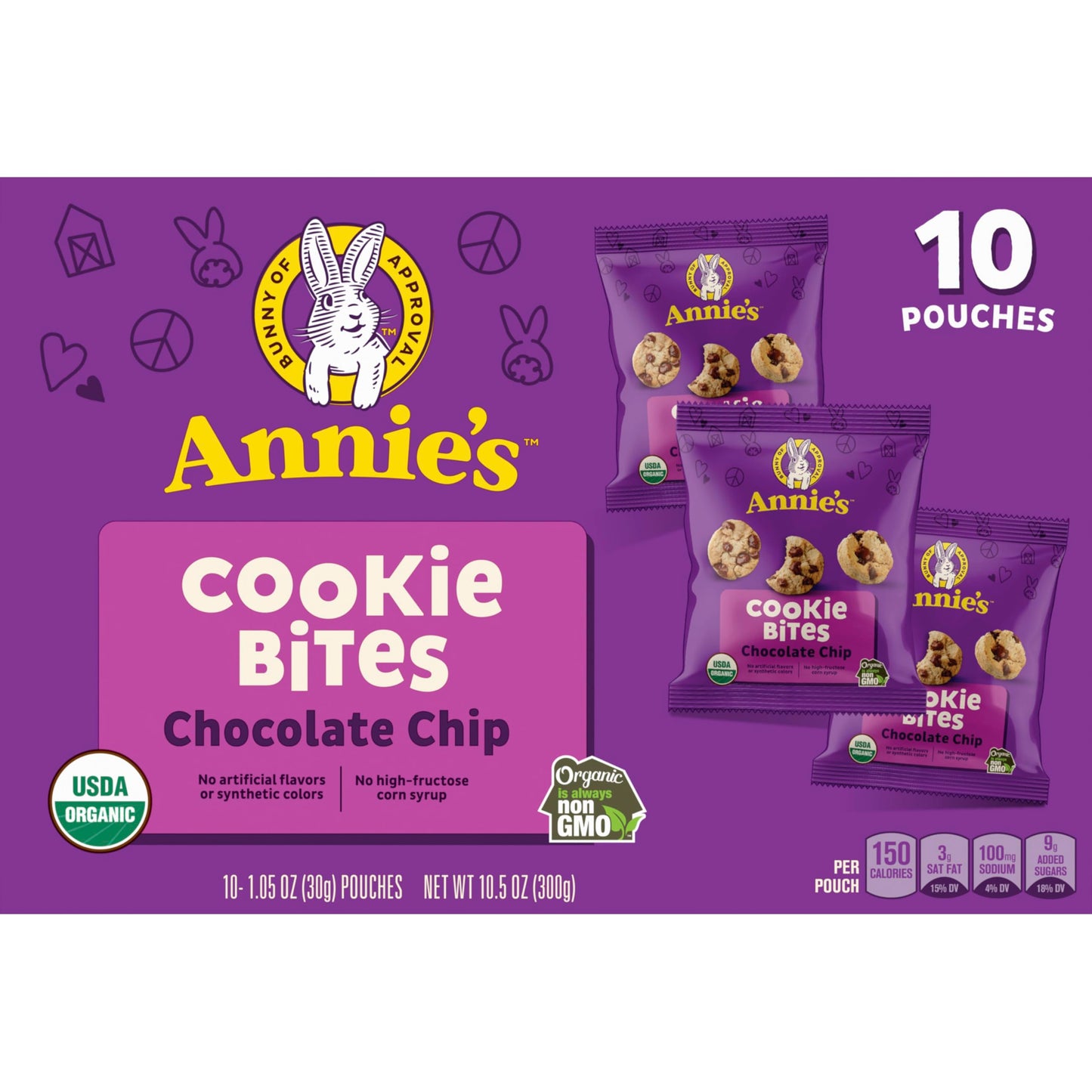Annie's Organic Chocolate Chip Cookie Bites, 10 Pouches, 10.5 oz