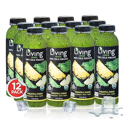 O2 Living Juice Cold Pressed Drink - Pineapple Punch Organic Juice Pack - No Added Sugars or Water, Naturally Sweetened from Fruits, Rich in Nutrients