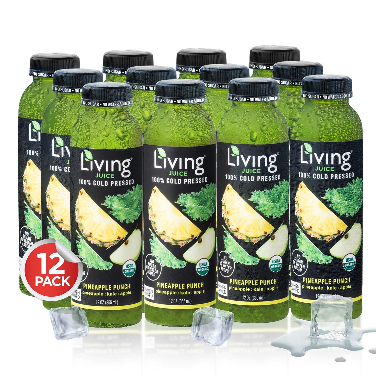 O2 Living Juice Cold Pressed Drink - Pineapple Punch Organic Juice Pack - No Added Sugars or Water, Naturally Sweetened from Fruits, Rich in Nutrients