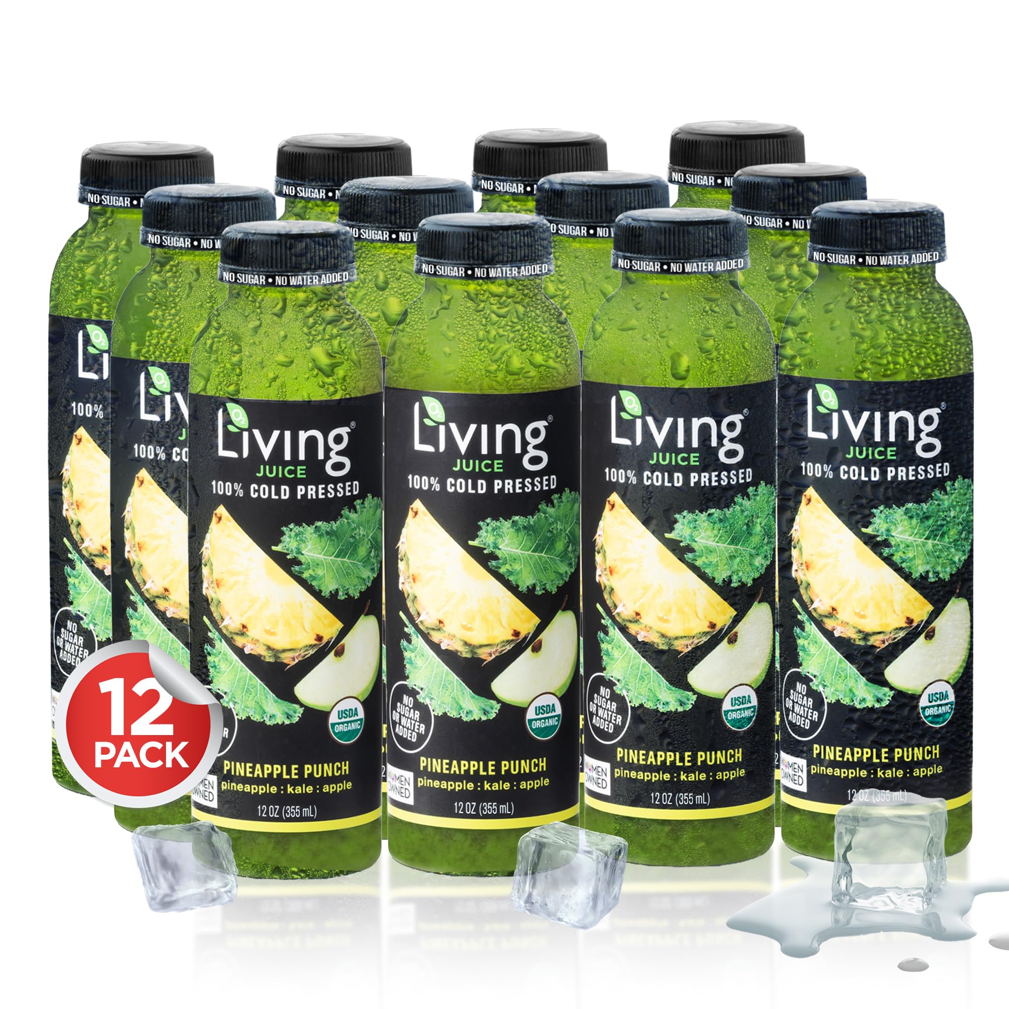 O2 Living Juice Cold Pressed Drink - Pineapple Punch Organic Juice Pack - No Added Sugars or Water, Naturally Sweetened from Fruits, Rich in Nutrients
