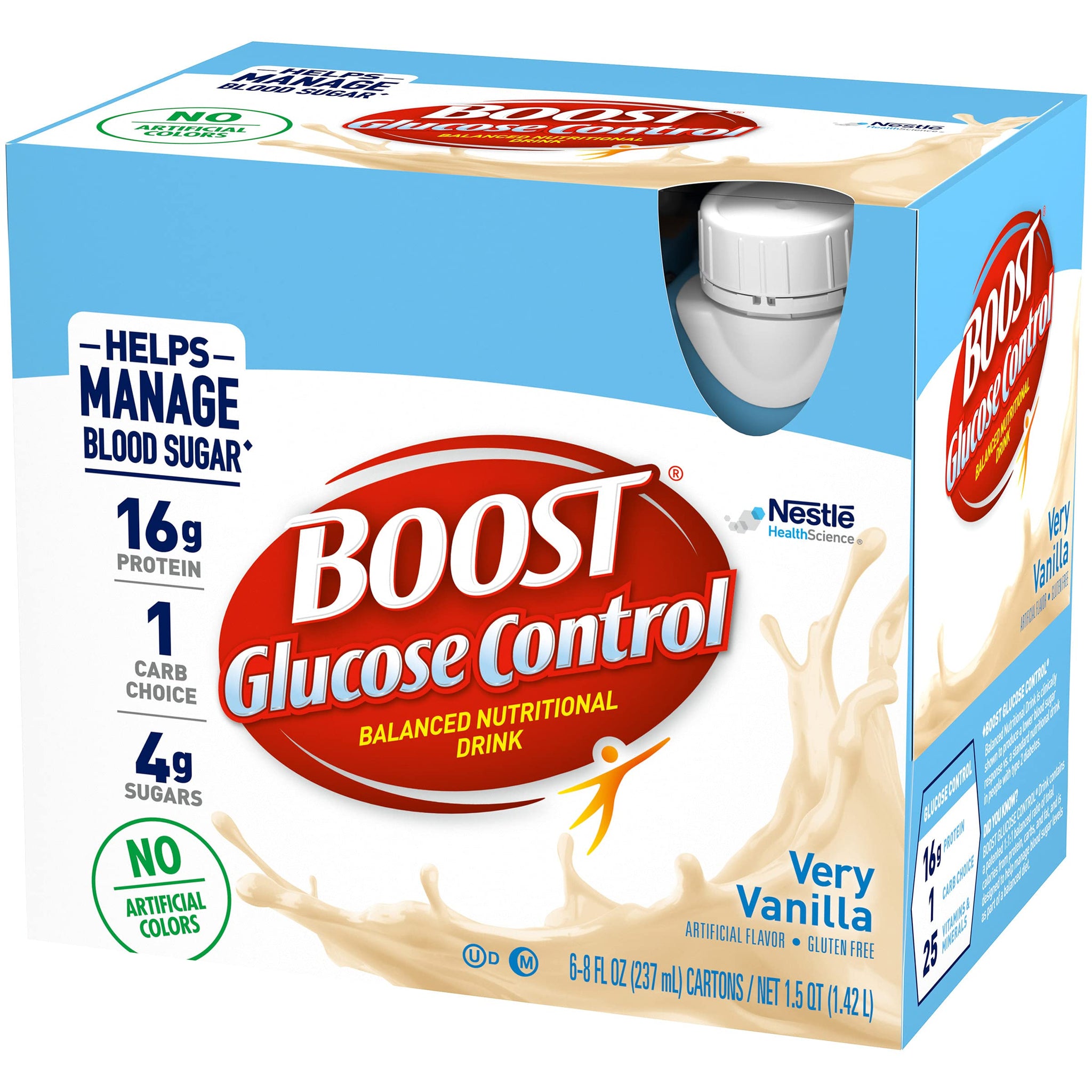 Boost Glucose Control Balanced Nutritional Drink, Vanilla Delight, 8 oz, 6 CT (Pack of 1)