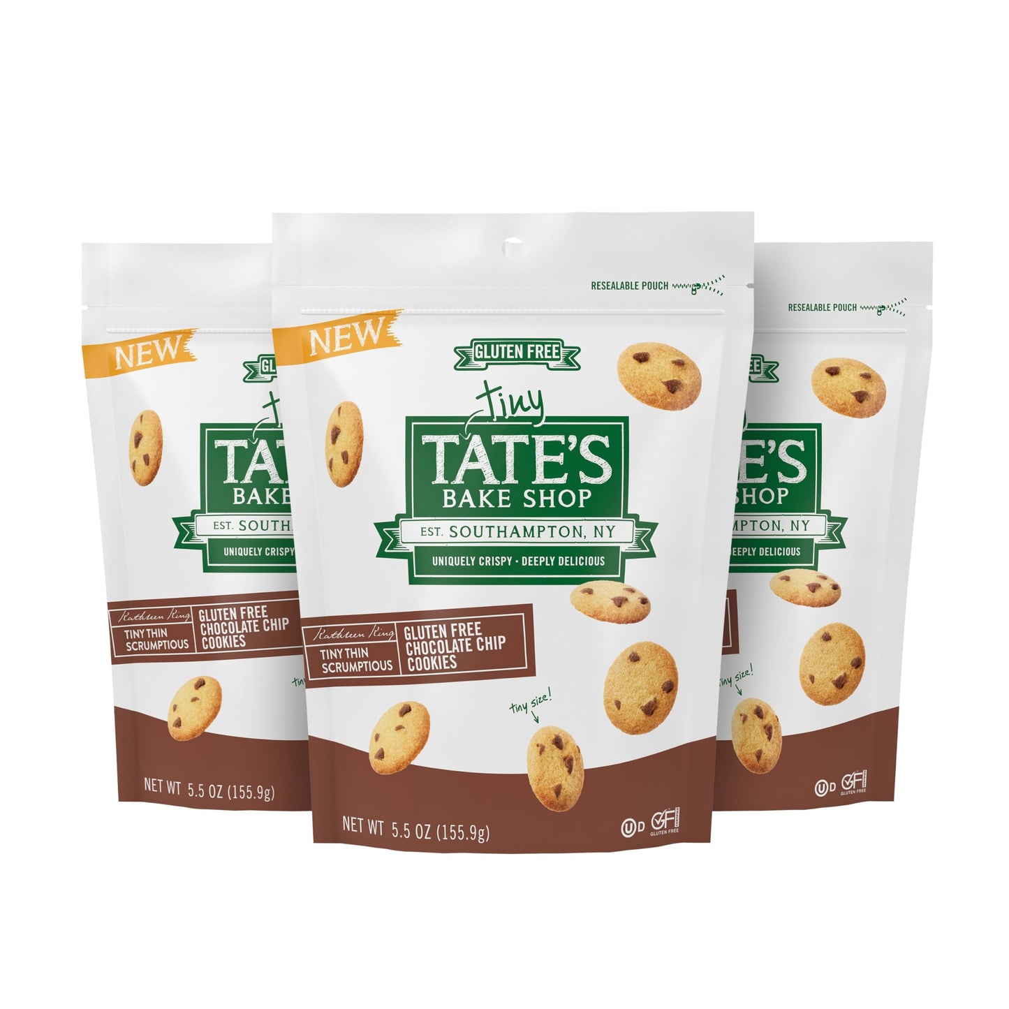 Tate's Bake Shop Tiny Gluten Free Chocolate Chip Cookies, 3 - 5.5 oz Bags