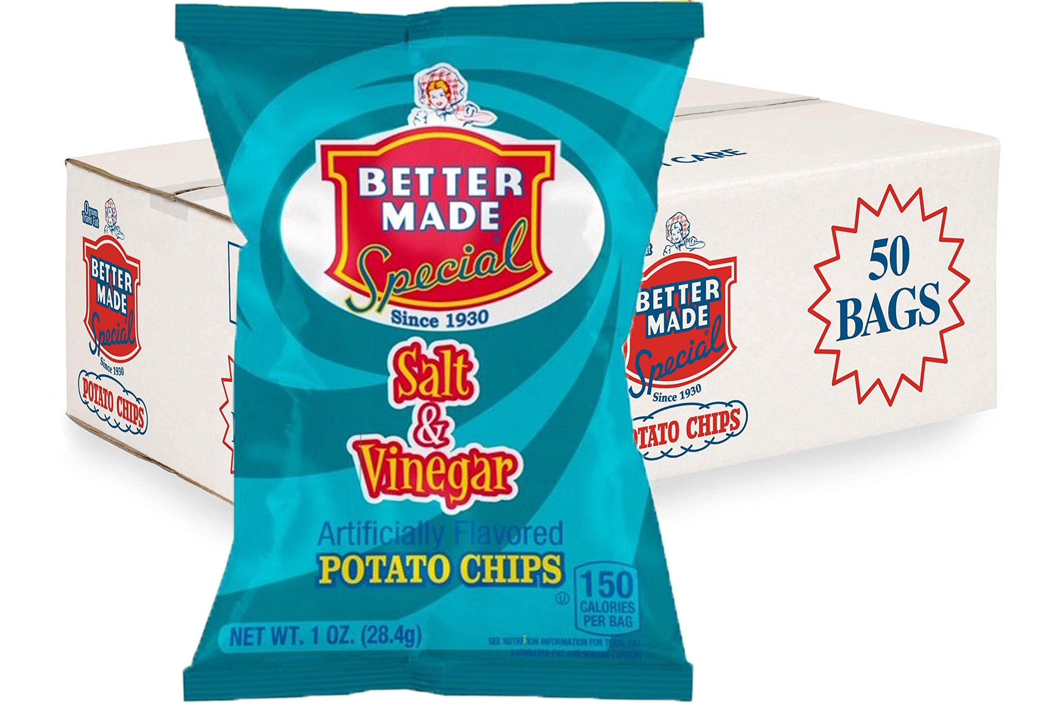 Better Made Special Potato Chips (Salt & Vinegar) - 50 Pack - 50 x 1 oz. Bags - Crunchy, Individual Snacks Made from Fresh Potatoes - Family Owned