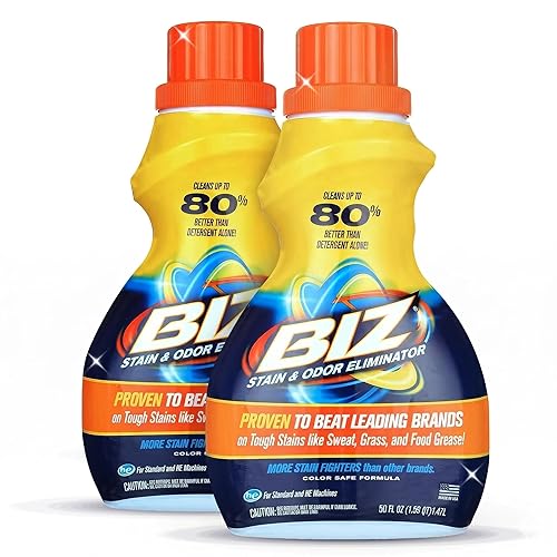 Biz Laundry Detergent Liquid Booster, Stain and Odor Eliminator for Tough Stains Like Sweat Grass and Food Grease, Best Stain Remover for Clothes