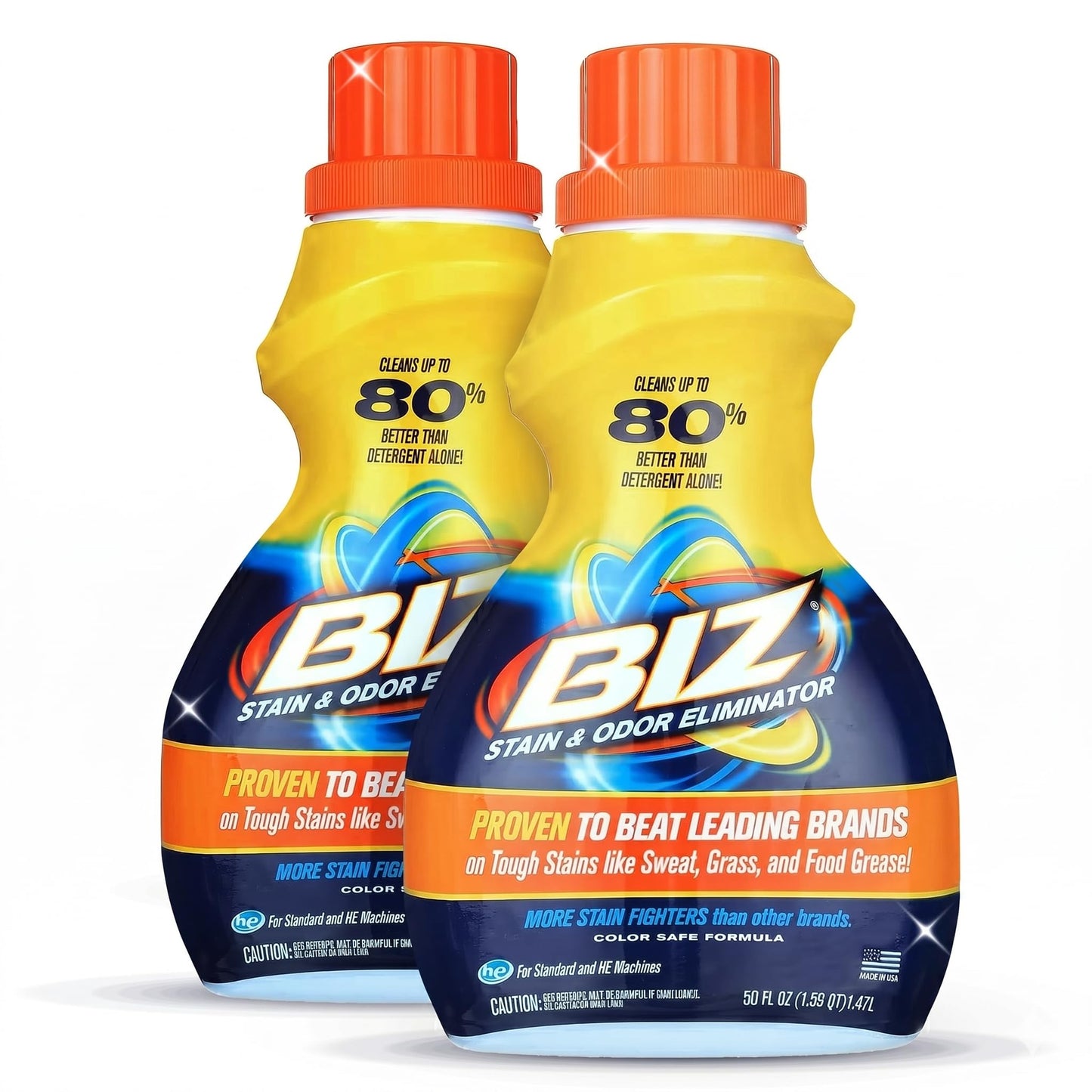 Biz Laundry Detergent Liquid Booster, Stain and Odor Eliminator for Tough Stains Like Sweat Grass and Food Grease, Best Stain Remover for Clothes