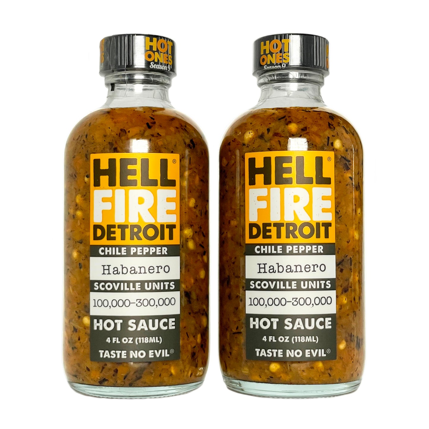 Hell Fire Detroit Habanero Hot Sauce (Extra-Hot), Crafted with Fresh, Fire-Roasted Habanero Chile Peppers, All-Natural, Vegan, Gluten-Free, Low Sodium