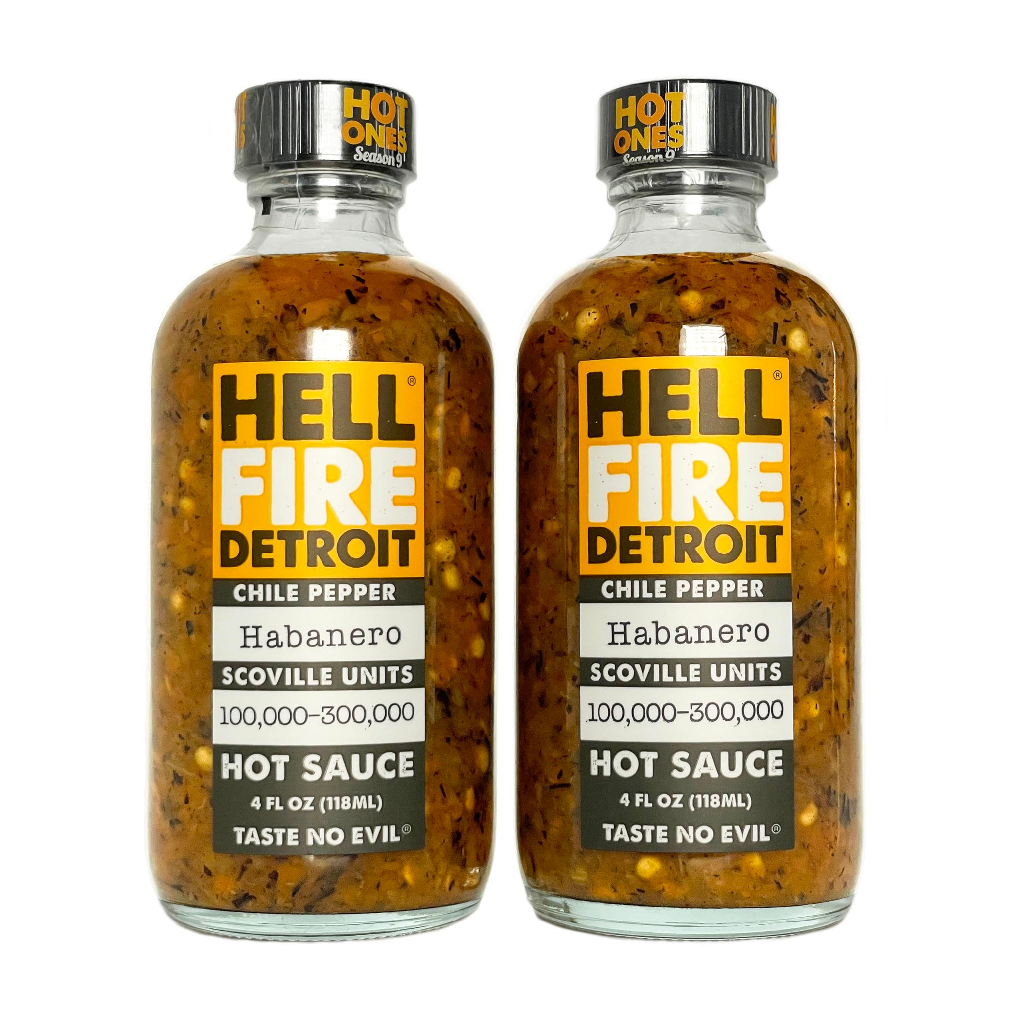 Hell Fire Detroit Habanero Hot Sauce (Extra-Hot), Crafted with Fresh, Fire-Roasted Habanero Chile Peppers, All-Natural, Vegan, Gluten-Free, Low Sodium