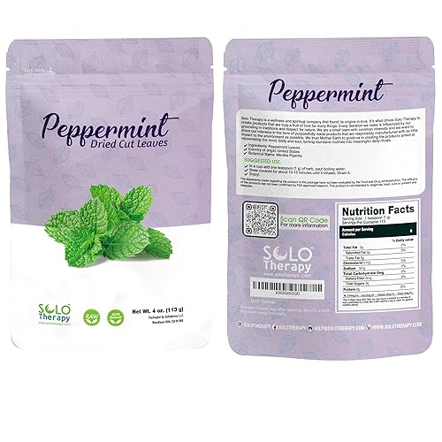 Peppermint Leaves 4 oz., Dried Cut Leaves, Tea, Mentha Piperita, Herbal Tea in Resealable Bag, Product From USA