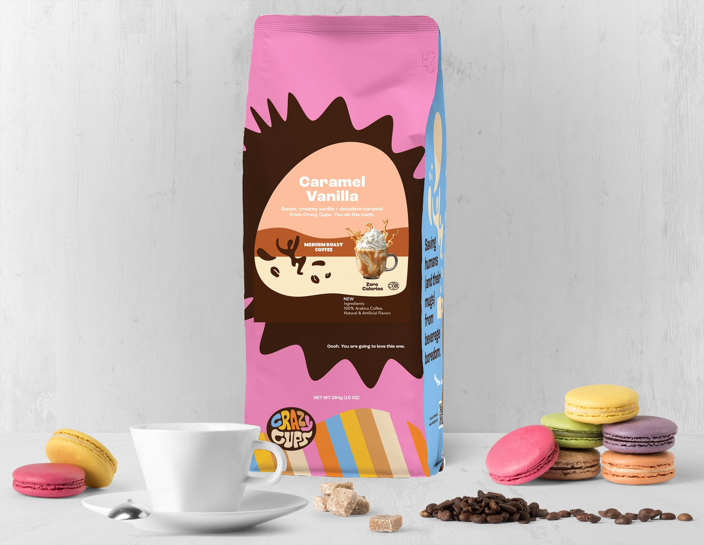 Crazy Cups Flavored Ground Coffee Variety Pack, Includes Cinnamon French Toast, Caramel Vanilla, Pumpkin Caramel Spice, in 10 oz Bags, For Brewing