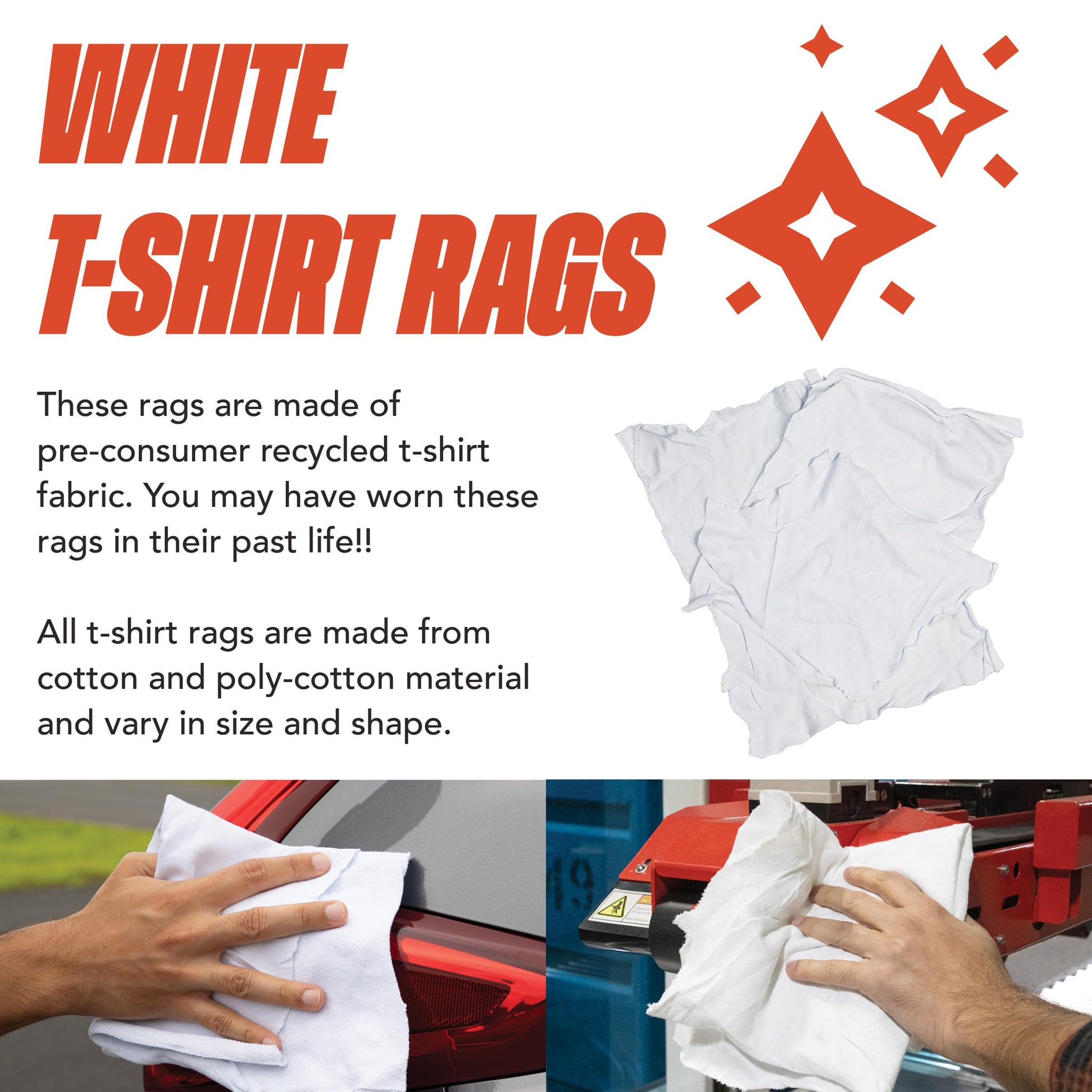 Arkwright T-Shirt Rags Bulk, 5 lb Bag, Cotton Cleaning Towels, Low Lint Knit Wiping Cloths for Paint, Stain, Grease, Shop and Auto Use, Absorbent